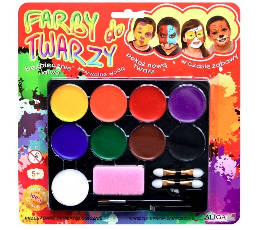 Farby do malowania twarzy 9kol Aliga